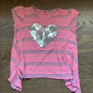Pink sequin heart shirt - 4T